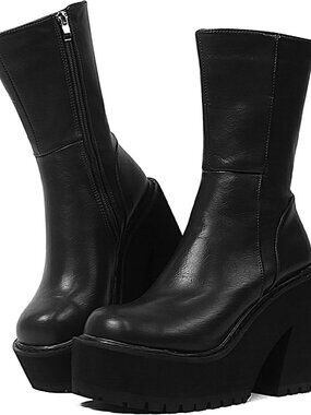 Platform Ankle Boots for Women Chunky Block Heel